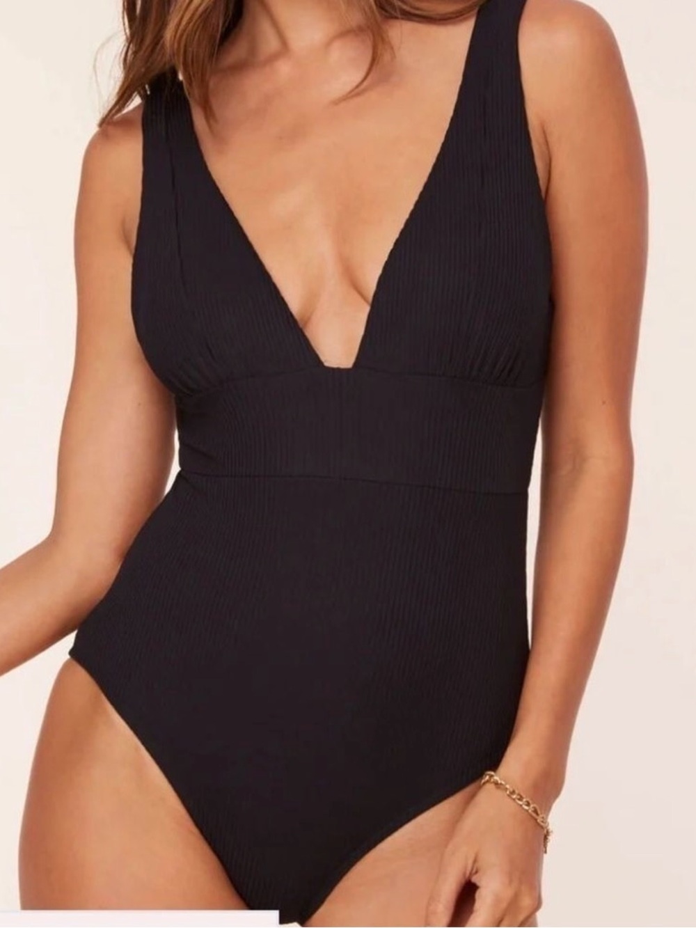 Andie Swim The Mykonos Rib One Piece Swimsuit Black Size XL Tall
